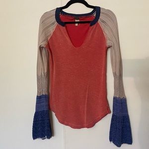 We the Free knit / bell sleeve multicolor henley